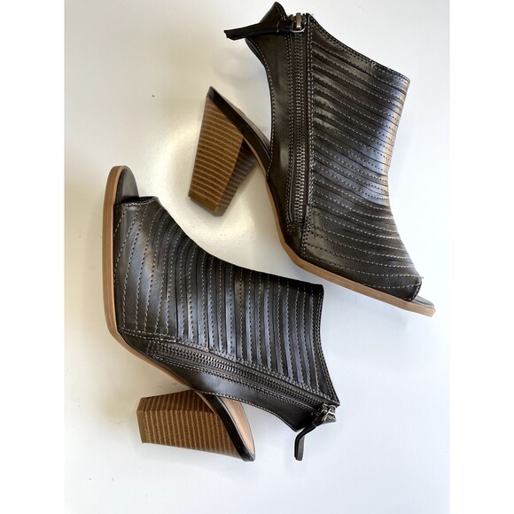 Chinese Laundry Womens Heeled Zip Open Toe Booties Size 9/40 Taupe Shoes - Picture 4 of 12